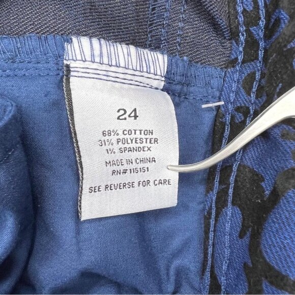 NWT ROMEO & JULIET COUTURE Skinny Navy Scroll Velvet Pants Pockets RJ29169 Sz 24 - Picture 13 of 14